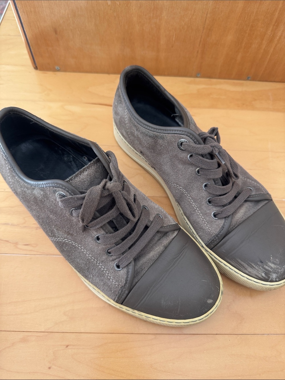 Lanvin DBB1 Brown Suede Low-Top Lace-Up Sneakers